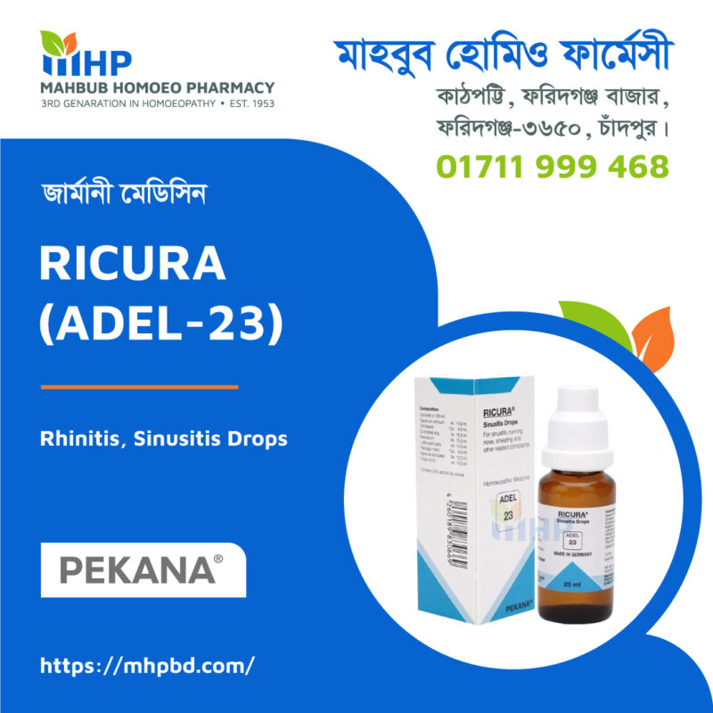 Ricura Adel-23 Sinusitis Drops Mahbub Homoeo Pharmacy